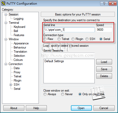 PuTTY Serial配置
